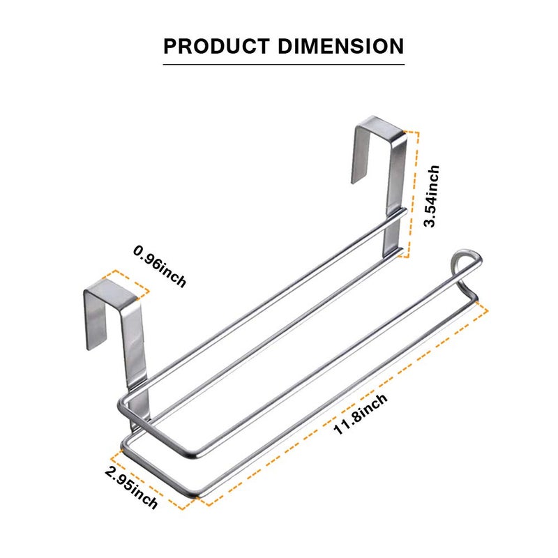SYIDINZN Paper Towel Hanger Holder Stainless Steel Kitchen Roll Paper Towel Holder Tissue Hanger Organizer Rack for Kitchen Under Cabinet Over Door (Paper Towel Holder) - Image 4